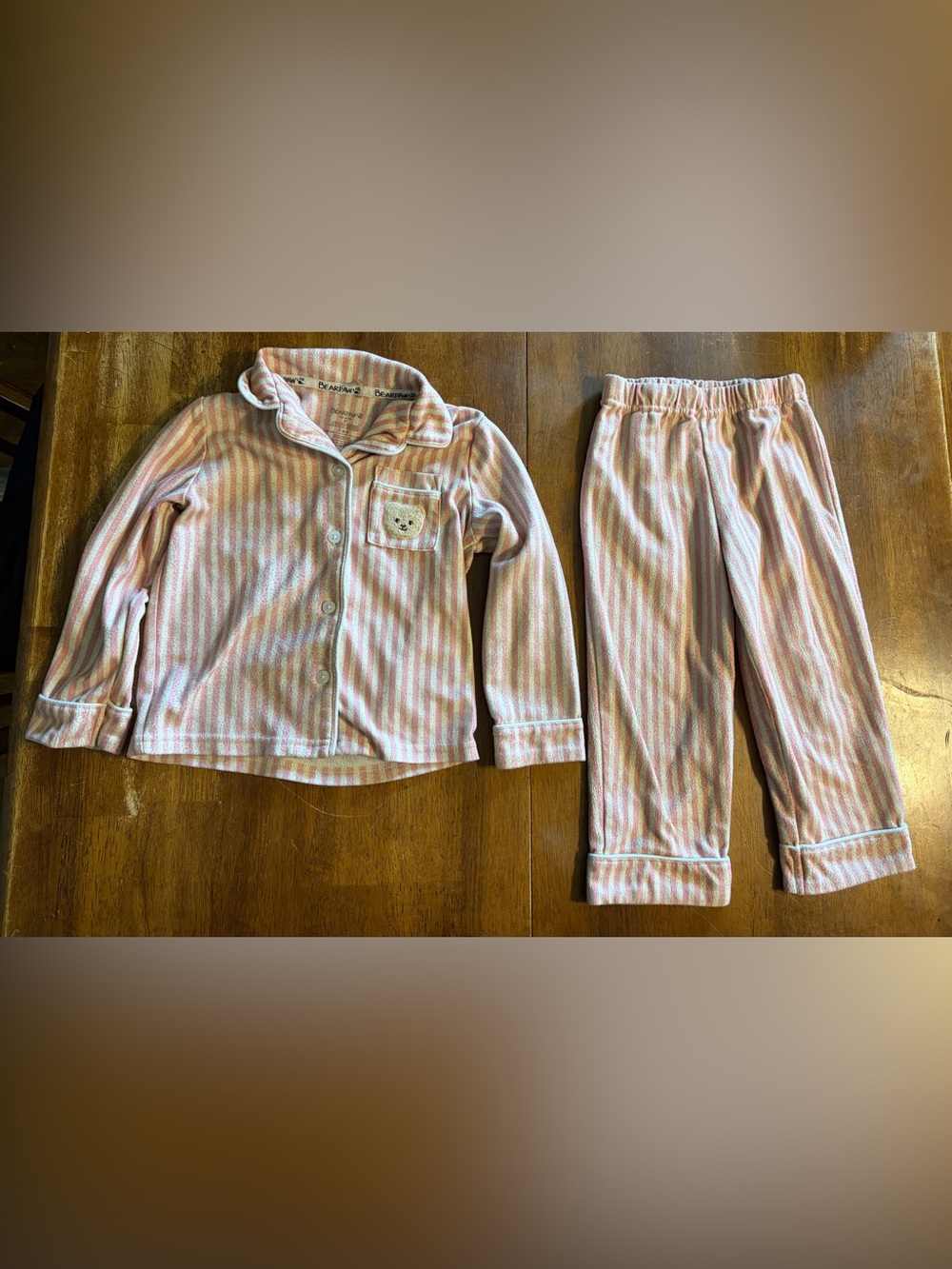 Bearpaw Girls Pink Striped Pajama Set